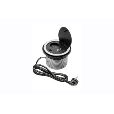 GTV Встраиваемая розетка круглая (1розетки+2USB) Schuko (Китай)