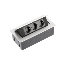 GTV Встраиваемая розетка SOFT прямоугольная Серая (3 розетки) Schuko (Китай)
