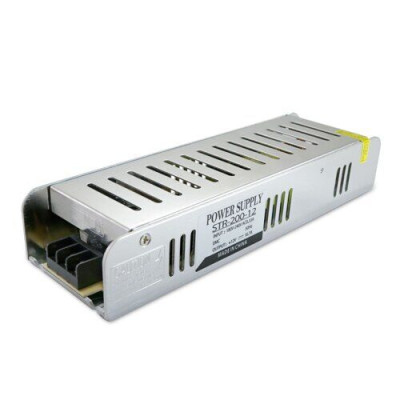 Трансформатор узкий негерметичный,12v 200W 16,5А (223х67х40 мм)