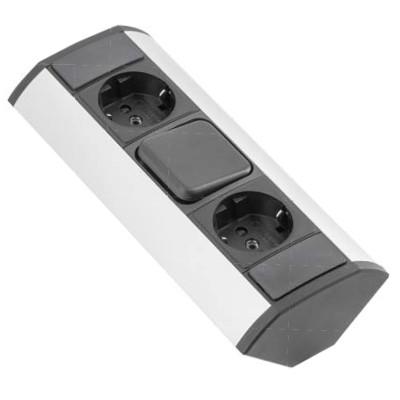 Настольный удлинитель угловой MINI (2 розетки и 1 выключатель) Schuko