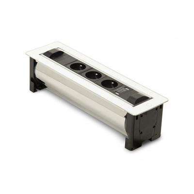 Вбудована розетка Versaturn 3.0 (3 силові розетки + 1USB 5V (2P), біле скло) ASA