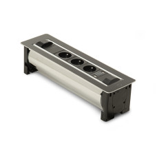 Встраиваемая розетка Versaturn 3.0 (3 силовые розетки +1USB 5V (2P), черное стекло) ASA