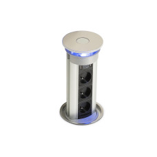 Встраиваемая розетка Versalux (3 силовые розетки +1USB 5V), хром-черный ASA