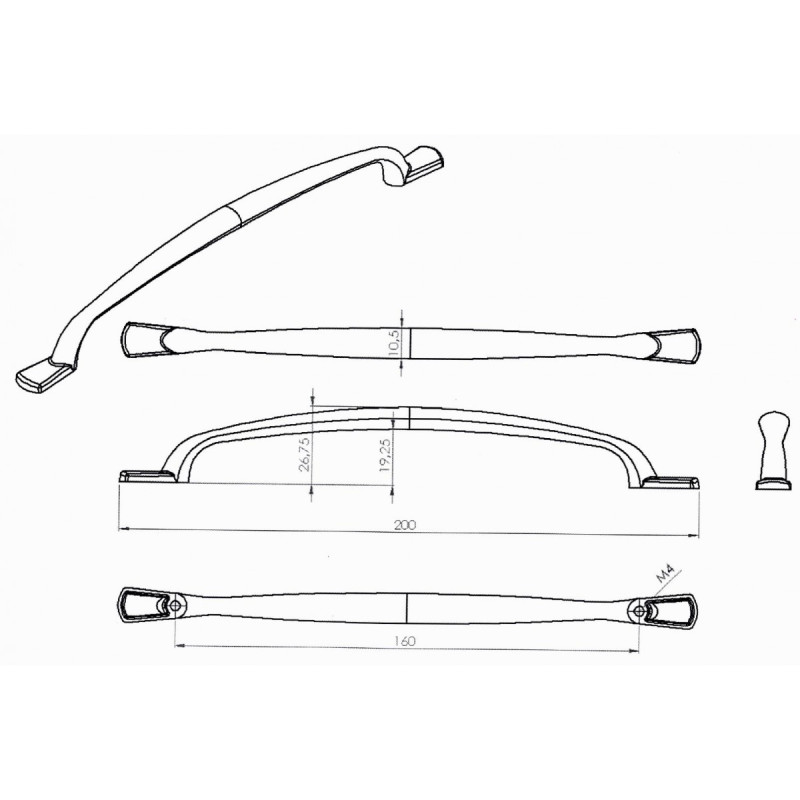 Ручка скоба Ozkardesler 160mm EKSEN Матова чорна