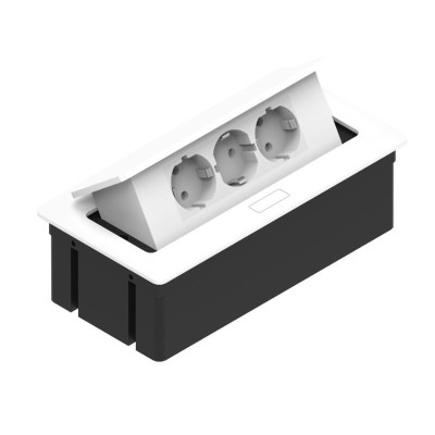 Встраиваемая розетка прямоугольная Белая (3 розетки) Schuko, Rejs