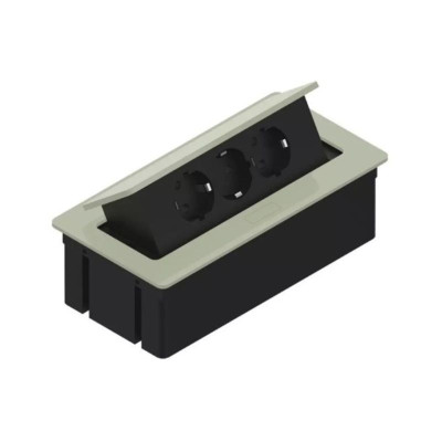 Встраиваемая розетка прямоугольная Серебро (3 розетки) Schuko, Rejs