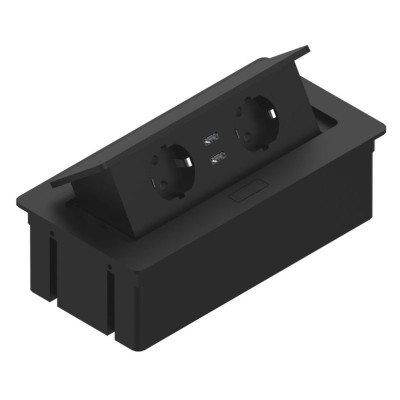 Встраиваемая розетка прямоугольная Черная (2 розетки, 2xUSB 2.1A 5V) Schuko, Rejs