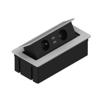 Встраиваемая розетка прямоугольная Серебро (2 розетки, 2xUSB 2.1A 5V) Schuko, Rejs