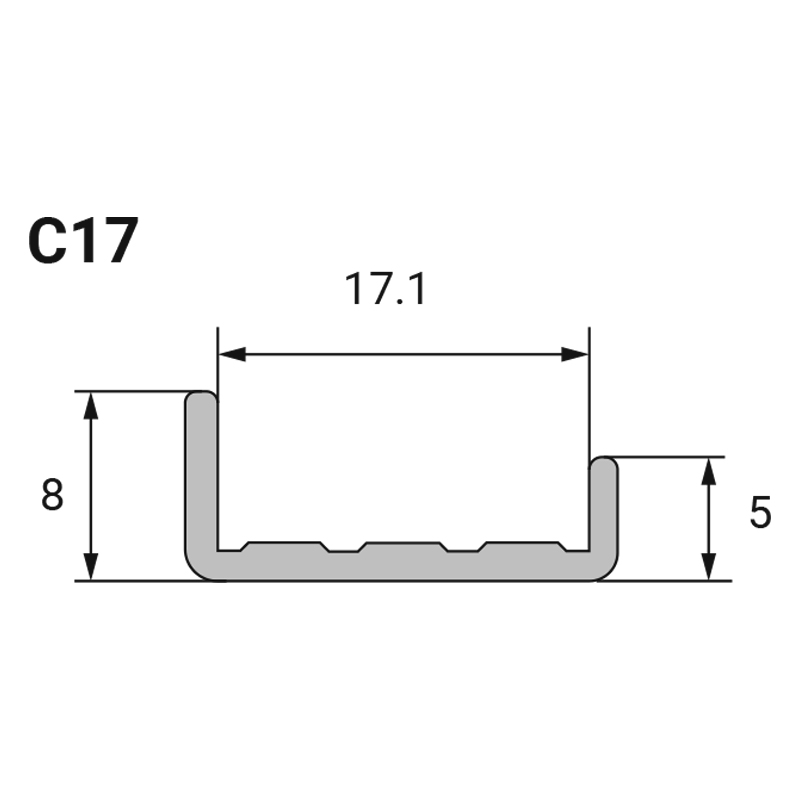 Профіль C 17 алюм. фасадний L = 3000 (внутр. разм 17мм) Linken System