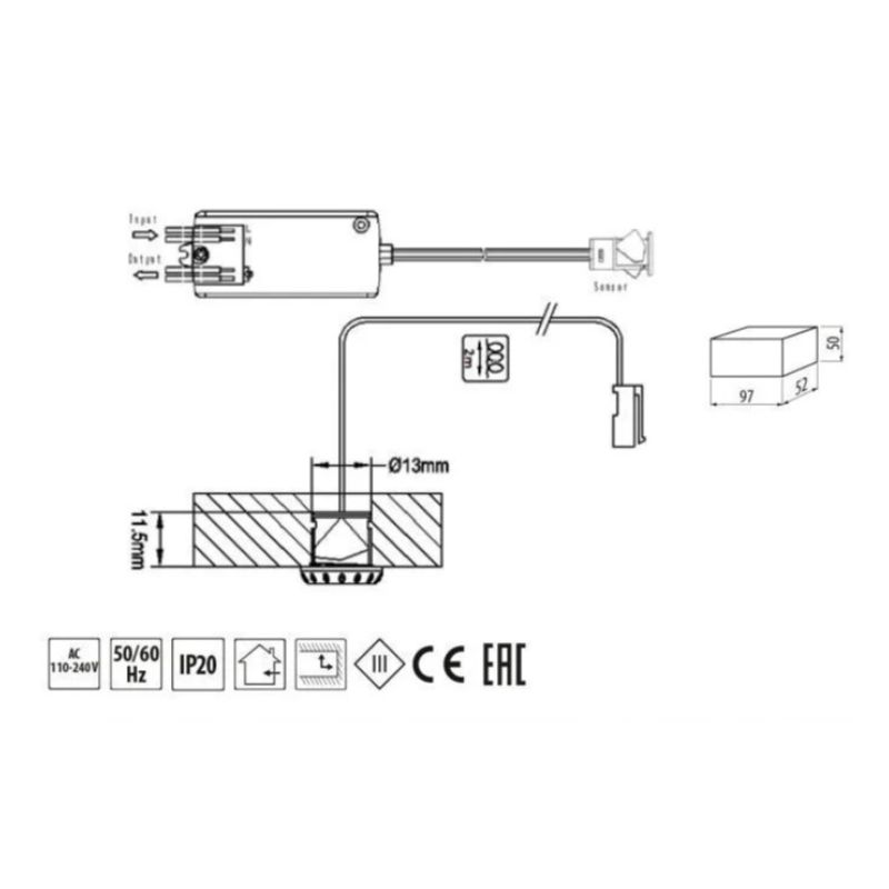 Выключатель сенсорный, черный GTV 100-220 V (Китай)