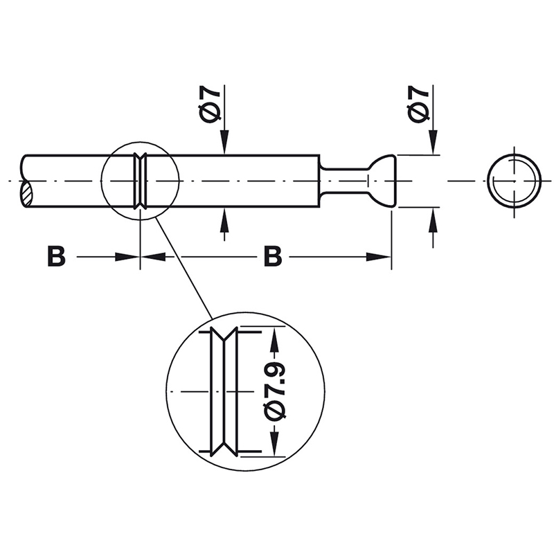MINIFIX Болт стяжки двойной D7mm, глубина сверления 34mm Hafele