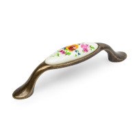 Ручка скоба Ozkardesler MONA PORSELEN-96 бронза/цветы