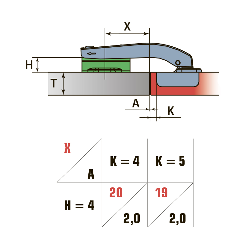 Петля Угловая 90° с лапкой H=4 LinkenSystem
