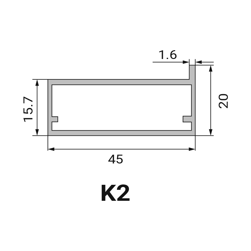 Профіль фасадний --- K2 --- L = 3000 алюм. Linken System