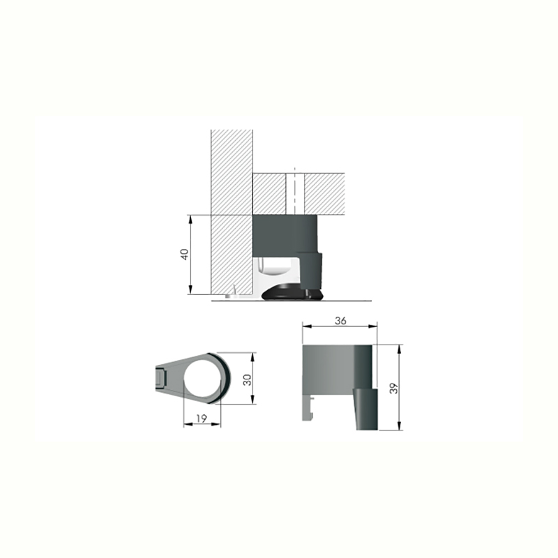 Корпус для ніжки Integrato h=40мм, чорний Italiana Ferramenta