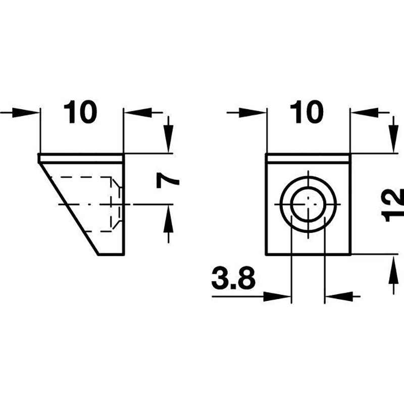 Полицетримач Hafele 10х10х12 мм, цамак, нікель