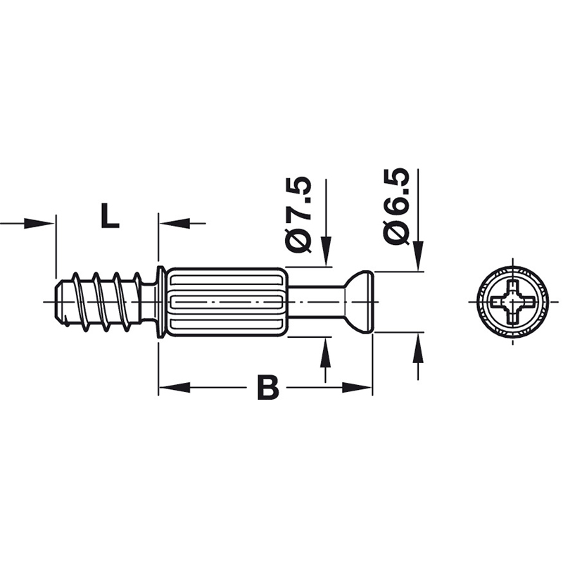 MINIFIX Болт стяжки S200 d = 6.5 / 7.5, L = 11, B = 34мм Hafele