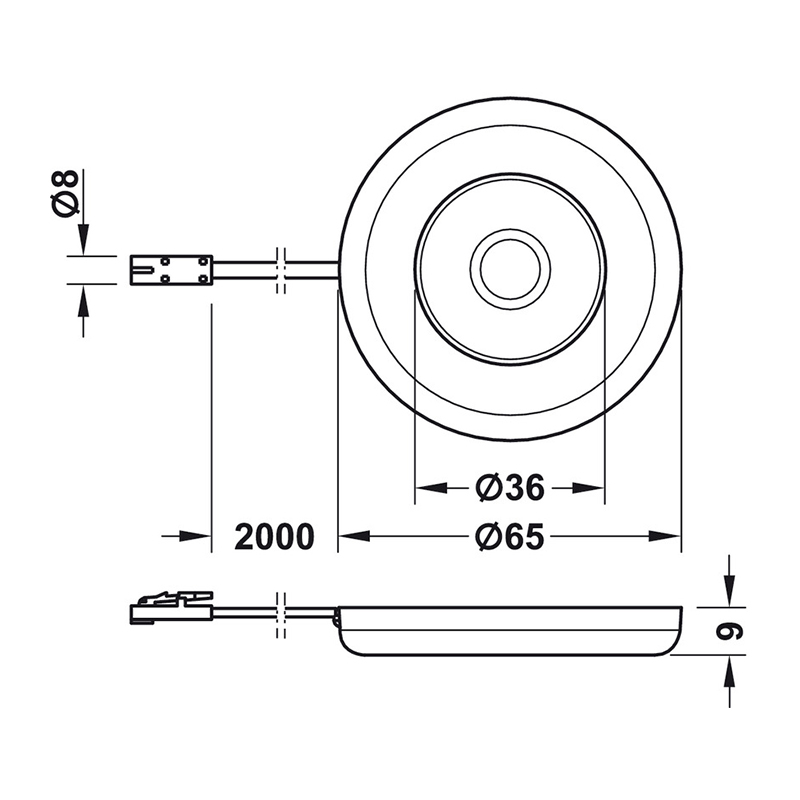 Світильник LED 2027 кругл., 12V / 2,6W алюм., Хол. білий світ, Hafele