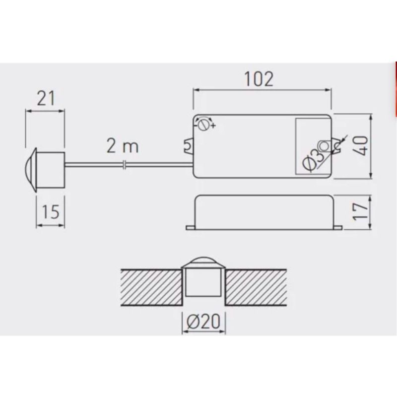 Выключатель с датчиком движения PIR 230Vмакс.250W белый, 2м, GTV (Китай)