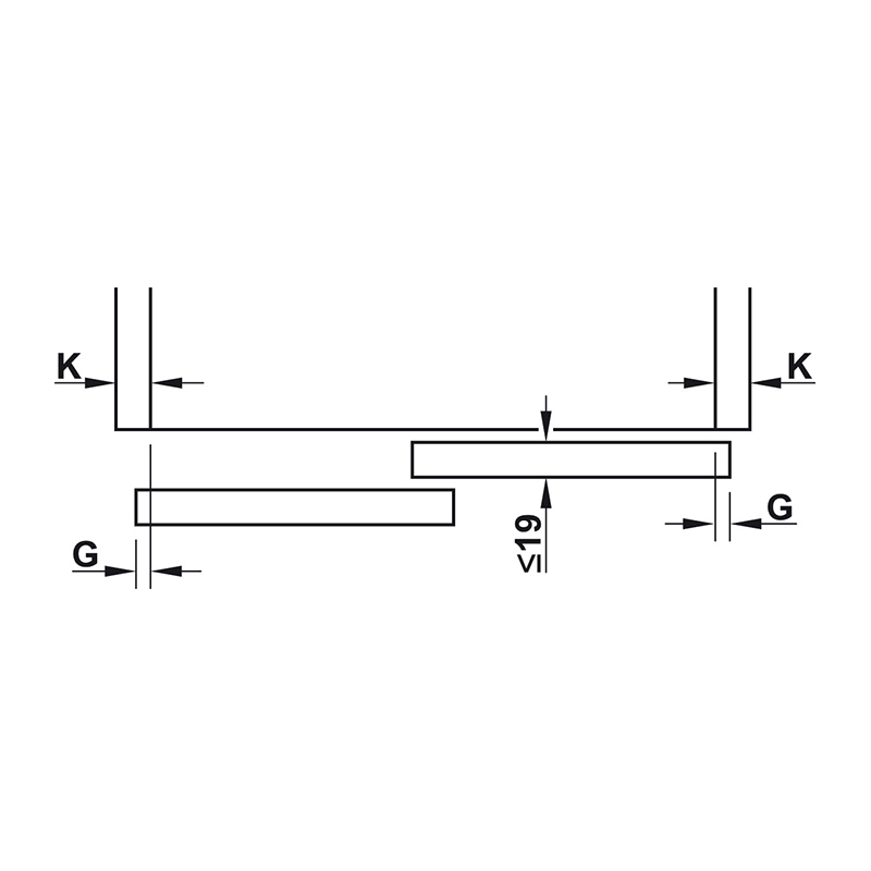 Hafele SLIDO CLASSIC 35 VF S Комплект для 2-х дверей 19-21мм