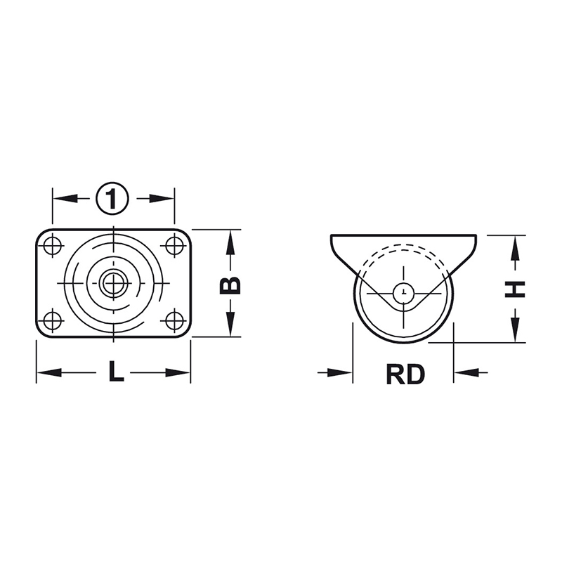 Ролик d=27 мм резиновый, 15кг, Hafele