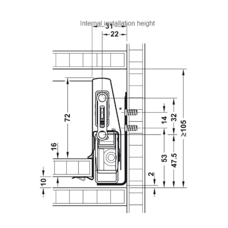 Hafele Matrix Напрямна L = 550мм, 30кг (NEW)