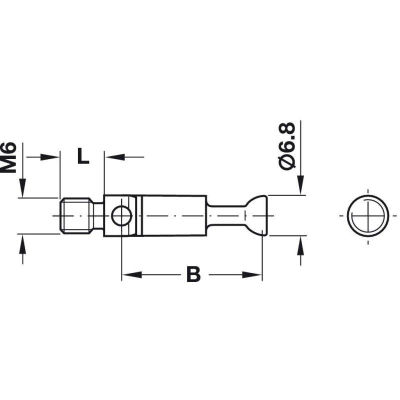 MINIFIX Болт стяжки угловой D6,8мм, М6, L=7,5мм, B= 44мм, Hafele