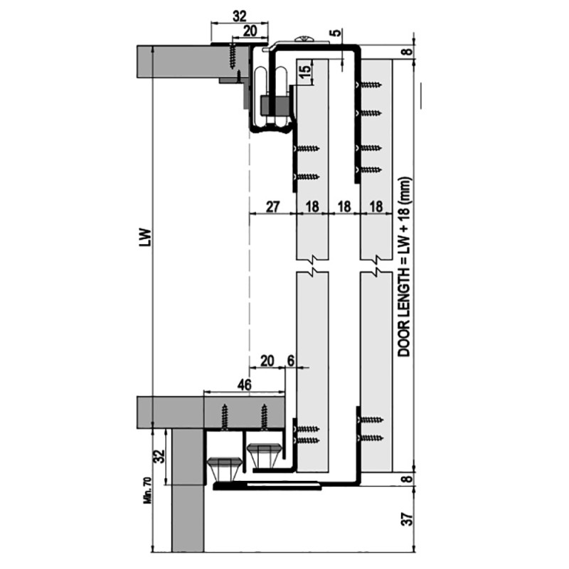 Комплект роликів для розсувної системи M02 8030 (внутрішні двері), Albatur