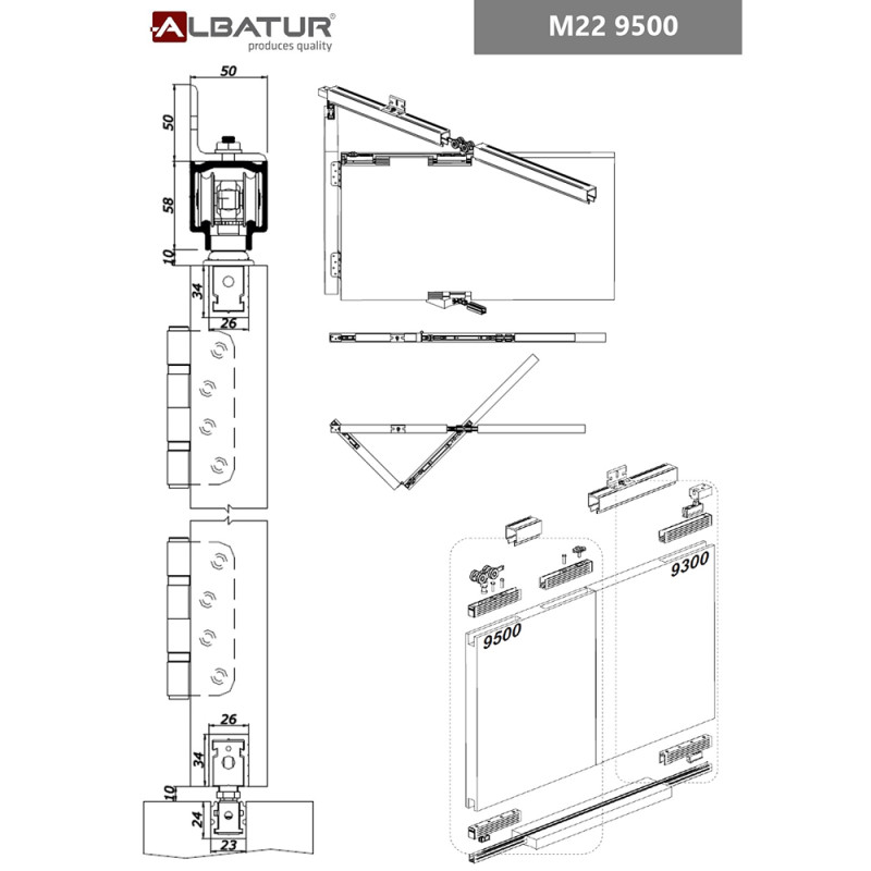 Комплект роликів для складних дверей M22 9500, Albatur