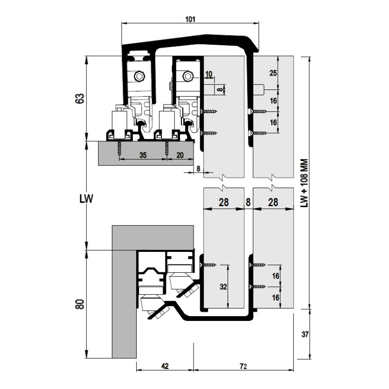 Комплект роликов для раздвижной системы M02 8230 3K, Albatur
