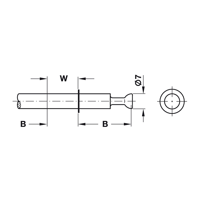 MINIFIX Болт стяжки двосторонній, D7mm, глибина свердління 34mm, під 19 дсп