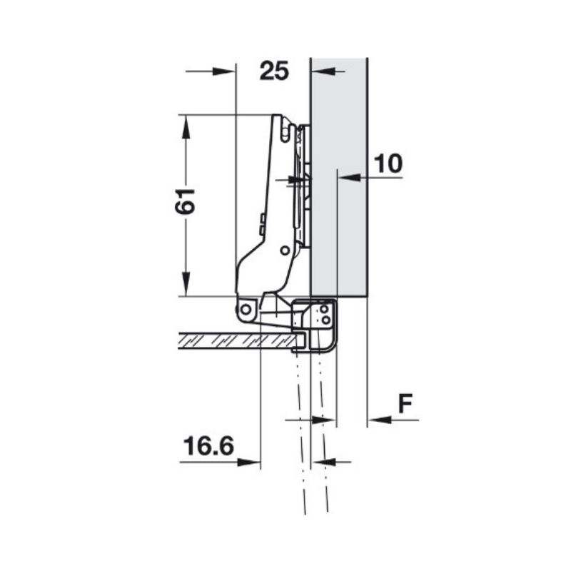 Hafele Петля DUOMATIC 105° 1/2 для алюминиевых рам