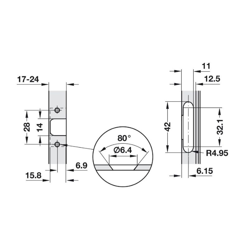 Hafele Петля DUOMATIC 105° 1/2 для алюминиевых рам