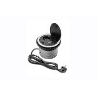 GTV Встраиваемая розетка круглая (1розетки+2USB) Schuko (Китай)