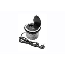 GTV Вбудована розетка кругла (1розеткі + 2USB) Schuko (Китай)