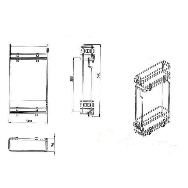 Starax Карго-15 MINI антрацит боковое крепление 11см+Тандем BLUM п/в левая
