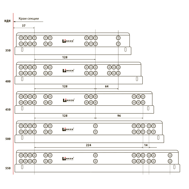 Направляющая скрытая Linken System (35 кг) L=550 Тouch Latch + крепления