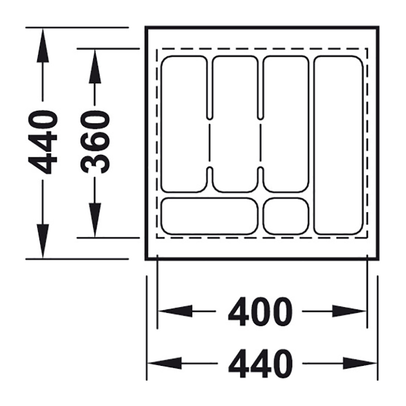 Пенал для посуду чорний глянець 450 (440x440x57) Hafele