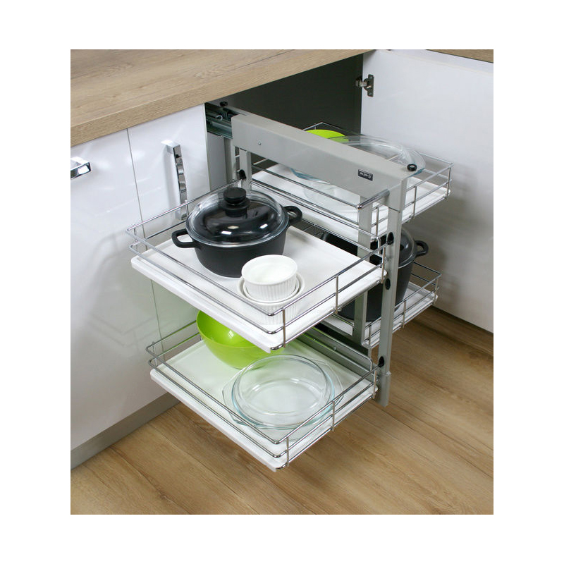 Магічний кут Maxima Evo II Corner comfort лев.800, хром + бел (410х540x664)