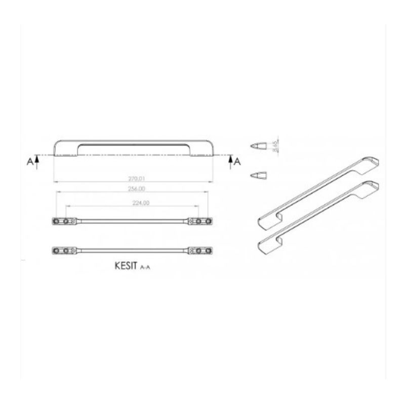 Ручка скоба Ozkardesler 224/256mm ELVIN Матовый Черный