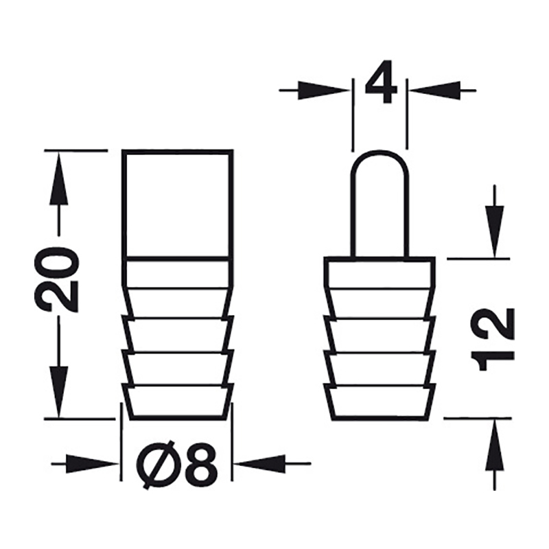 Hafele FINGER FIX 12 IF надсилаються шип D8х20, пластик, білий