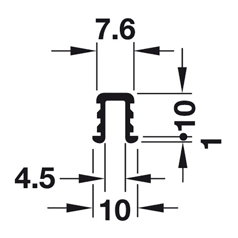 Hafele FINGER FIX 12 IF Шина низ L = 2000мм, одинарна пластик чорний