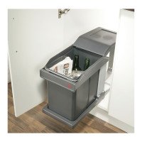 Ведро пластм. 20L серое, с рычагом для автом. выдвижения и для монтажа за повор. дверями, Hafele