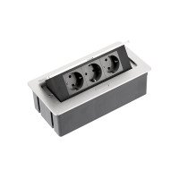 GTV Встраиваемая розетка SOFT прямоугольная Серая (3 розетки) Schuko (Китай)