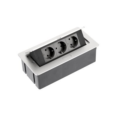 GTV Встраиваемая розетка SOFT прямоугольная Серая (3 розетки) Schuko (Китай)