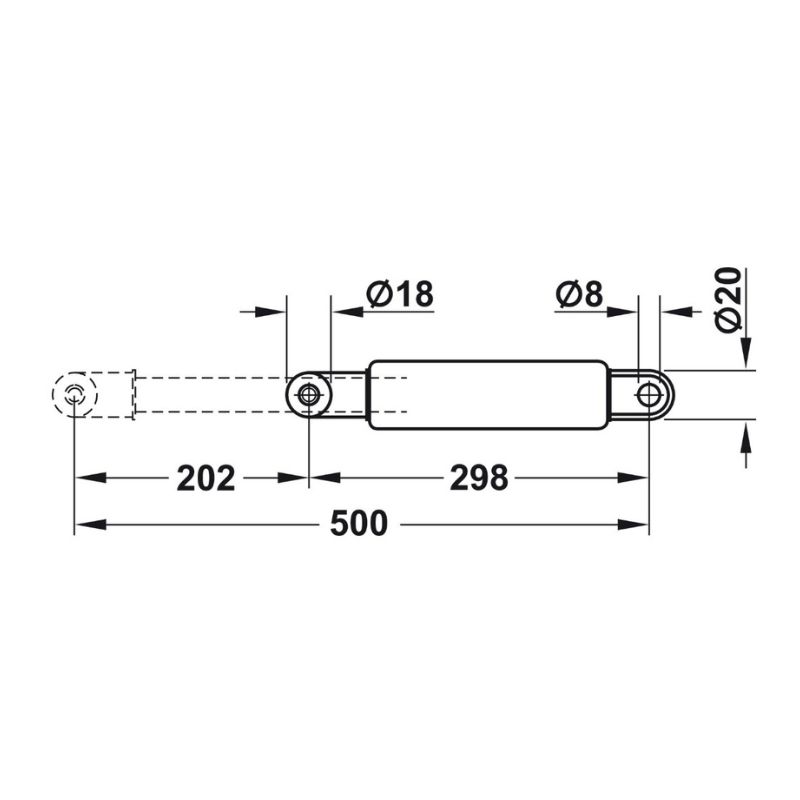 BETTLIFT Амортизатор газовий 1900 N (100 кг).для відкидних ліжок, Hafele