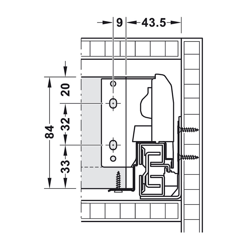 Hafele Matrix Box S35 шухляда H = 84 L = 450, білий (направ. + Боковини)