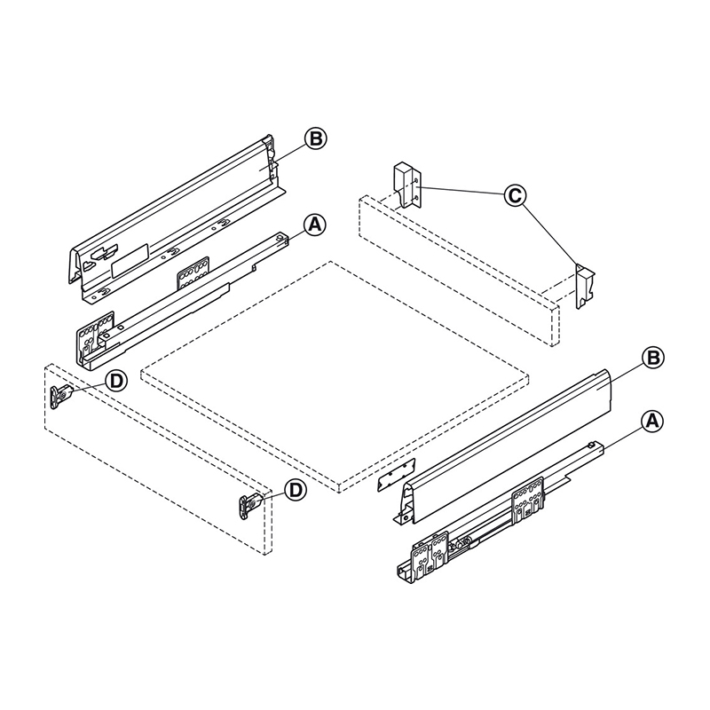 Hafele Matrix Box S35 выдвижной ящик H=84 L=450, белый (направ.+боковины)
