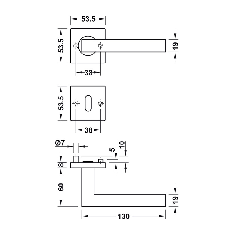 Комплект ручек LDH 2166 PC нержавеющая сталь матовая 8 мм, Hafele