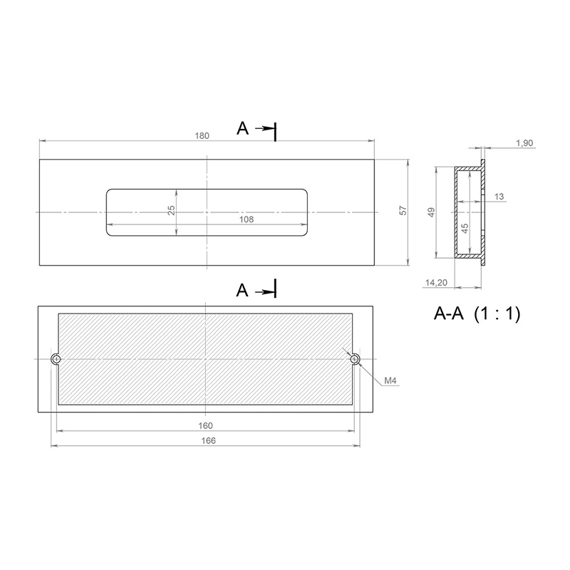 Ручка врезная Virno Lines 412-160 черный